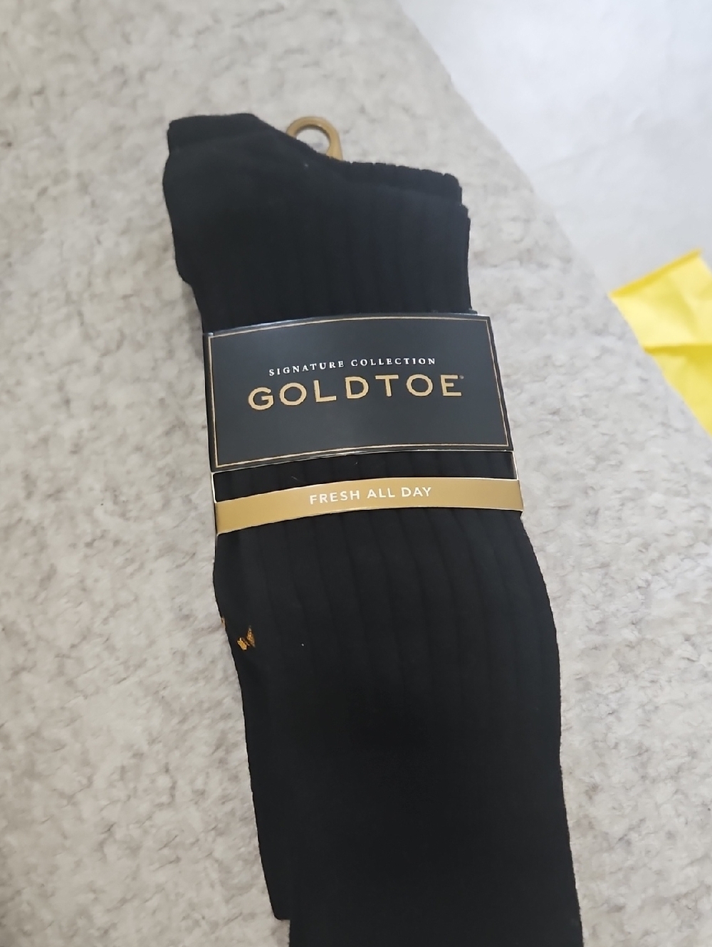 Gold Toe Three Black Ribbed Crew Socks - Signature Collection